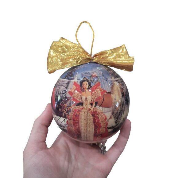 Vintage 1997 4" Holiday Barbie Decoupage Ornament Wooden Stand IN BOX Christmas - Picture 2 of 7